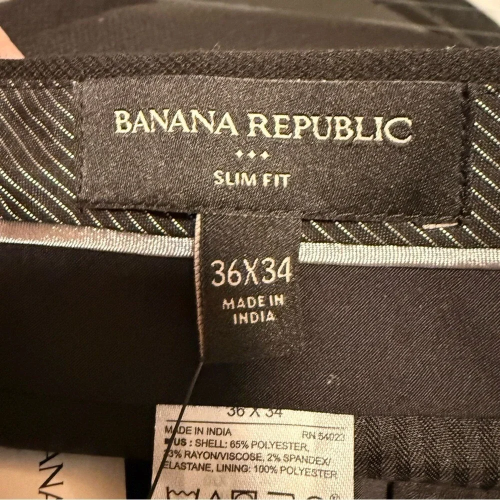 Banana Republic Dress Pants Black Slim Stretch‎ Mens Size 36x34 NEW